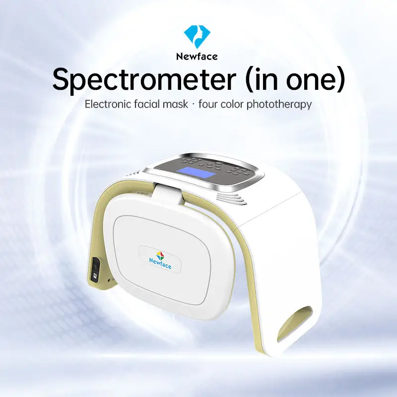 NewFace Spectrometer Electronic Facial Mask Four Color Phototherapy for Skin Whitening Anti Wrinkle Reduce Flabby Dark Yellow