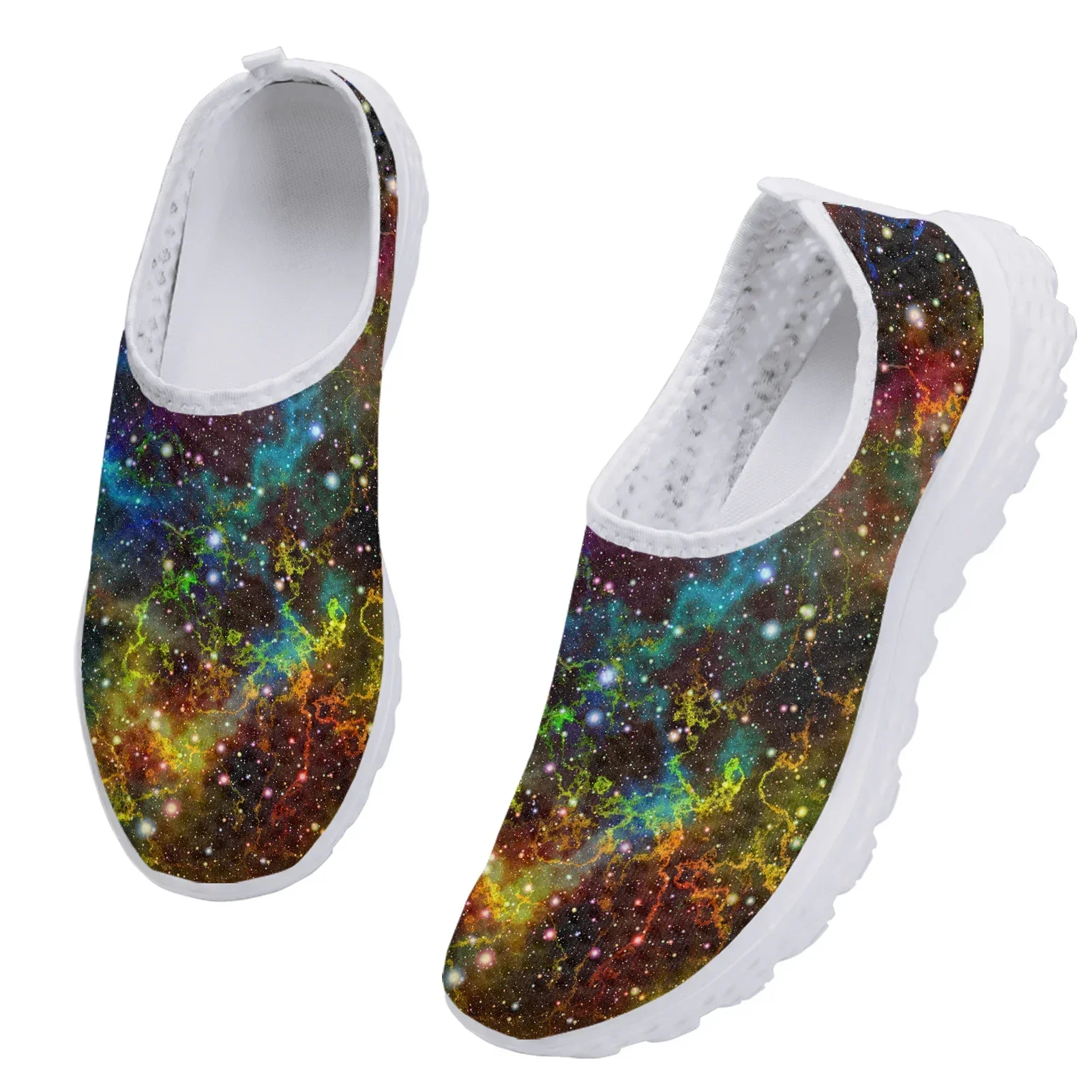 Fashion Iridescent Starry Sky Design Lightweight Breathable Shoes Comfortable Flat Walking Running Shoes Zapatos