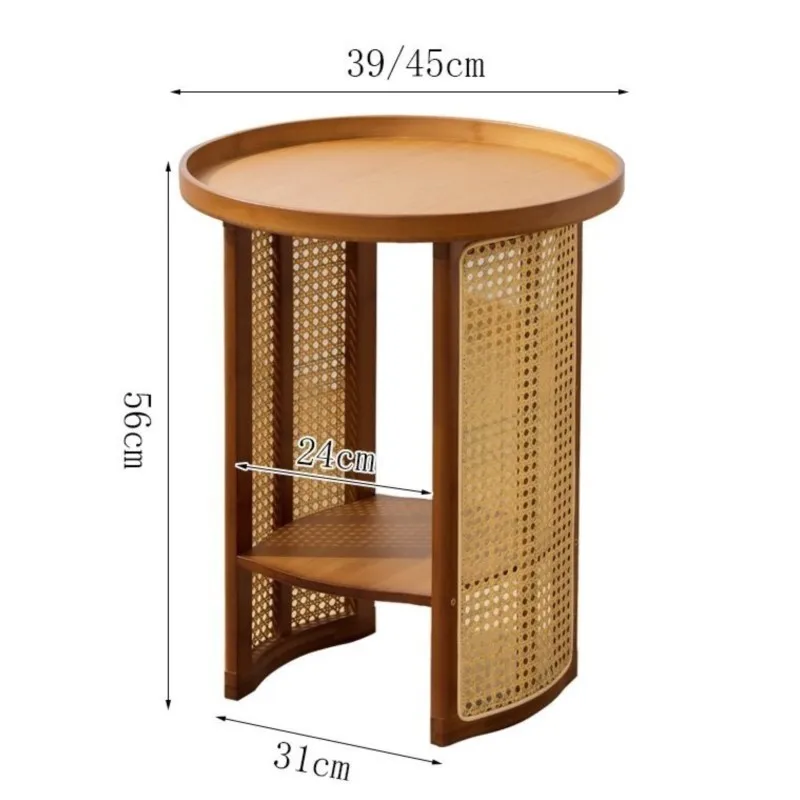 JOYLIVE Vine Woven Tea Table Living Room Household Sofa Side Table Simple Bedroom Side Small-sized Circular Storage