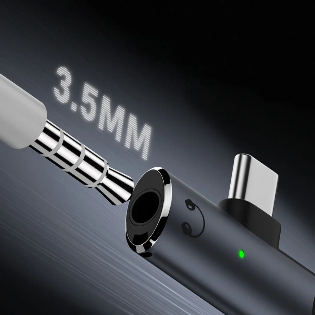 2 In 1 Type C Headphone Charging Connector AUX Audio Adapter PD100W USB C To 3.5mm HiFi Headphone Connector Parts