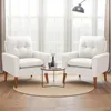 Mid Century Accent Chair, Fabric Modern Reading Living Room Chair, Fluffy Comfy Armchair Small Sofa Chair with Wood Legs 6