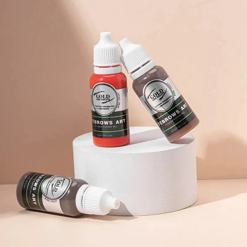 Tattoo Ink 1pcs 15ml Microblading Practice Tattoo Pigment Ink Semi-Permanent Eyebrows Eyes and Lips Body Art Paints Tattoo Supplies