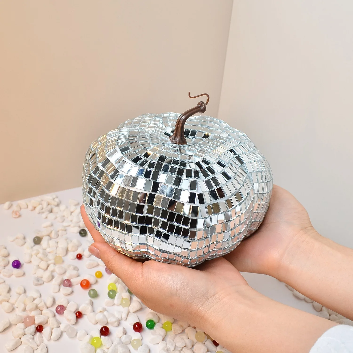 Pumpkin Disco Ball Halloween Party Home Decor Photography Props Ornaments Mirror Glass Pumpkins - Image 3