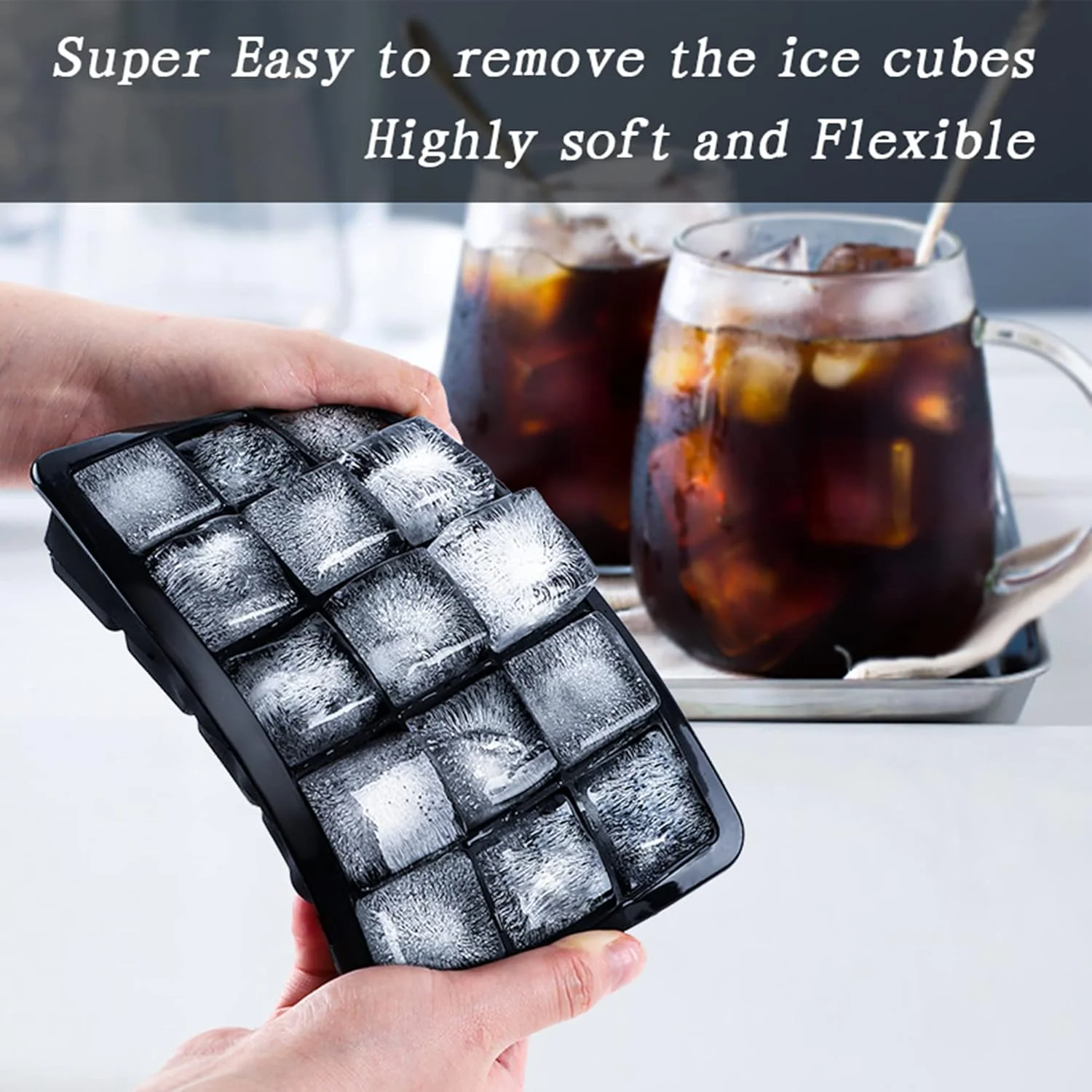 Big Ice Tray Mold Giant Jumbo Large Food Grade Silicone Ice Cube Square Tray Mold DIY Maker Cube