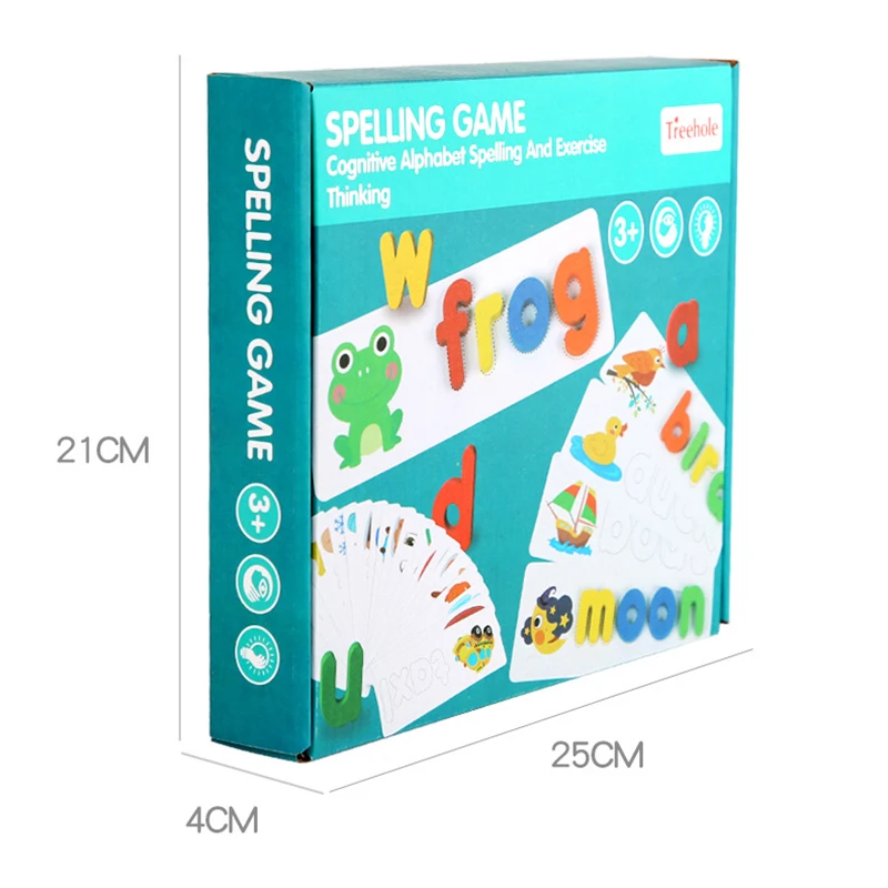 Children Puzzle Wooden Spelling Word Kid Letter Game 26 Letter Recognition Alphabet Toddler Early Educational Toy Cognition Prop 3