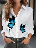 Chemisier ample élégant femme mode tempérament à manches longues femme chemise imprimé décontracté femme chemise haut de vacances 4