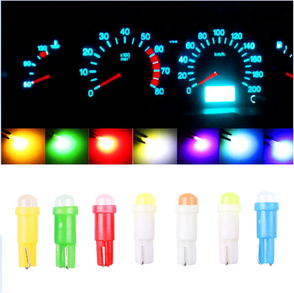 

10X T5 1 SMD Red Dashboard Wedge LED Car Light Bulb Lamp 74 dash led car bulbs interior Lights Car Light Source parking 12V