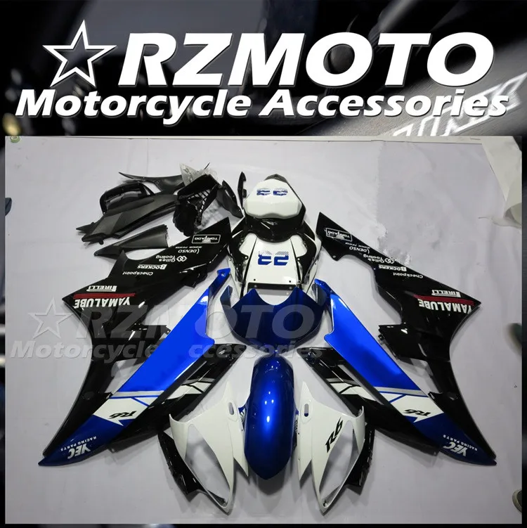 

Комплект обтекателей из АБС-пластика для мотоцикла, подходит для YAMAHA YZF- R6 2006 2007 06 07, комплект обтекателей белого и синего цвета, 4 подарка