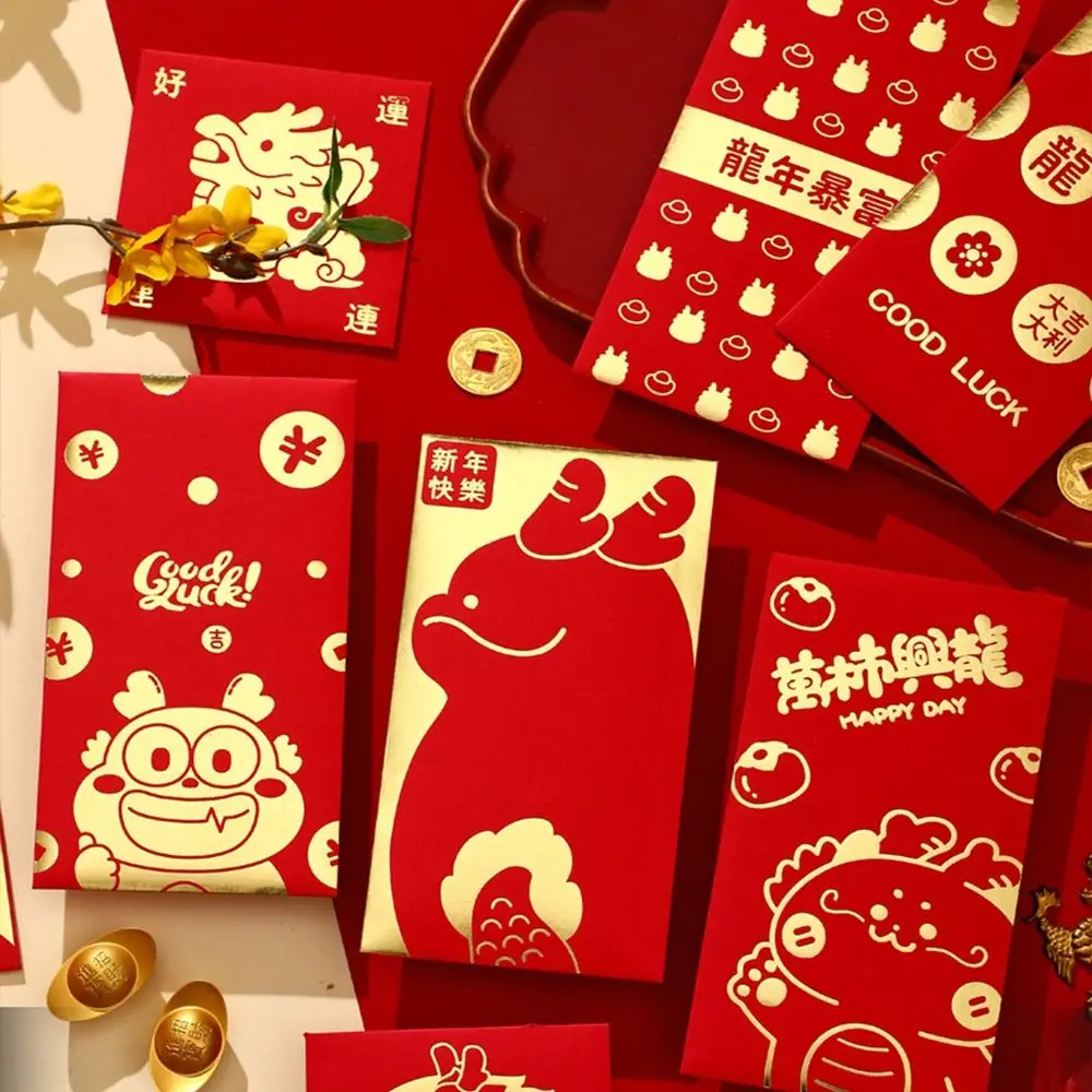 

Фотосумка, красный конверт с рисунком дракона, с наилучшими пожеланиями, сумка для благословения, удачи, 2024, новогодний пакет HongBao, свадьба, день рождения