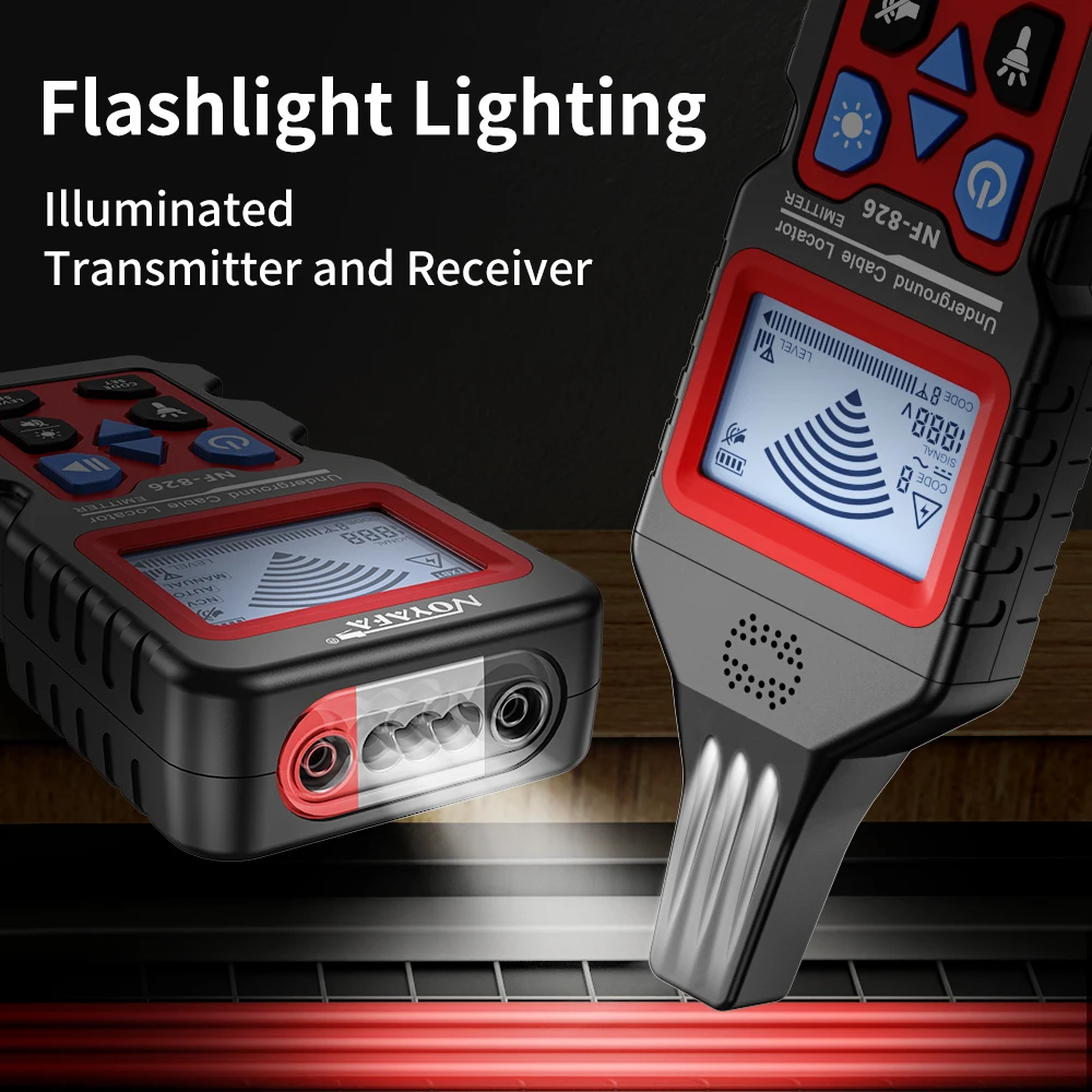 NOYAFA NF-826 Underground Cable Tester Wire Tracker High&Low Voltage Cable Locator Anti-Interference Underground Pipe Detector 6