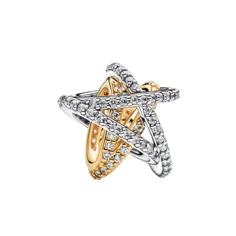 ๐ Blue Sparkling Zircon Star & Moon Charm Bead โ 925 Silver Celestial Pendant for DIY Bracelets 3