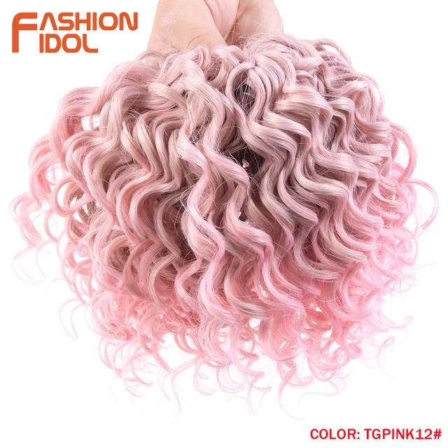 10 Inches Deep Wavy Twist Crochet Hair Synthetic Afro Curly Hair Crochet Braids High Temperature Fiber Braiding Hair Extensions TGPINK12
