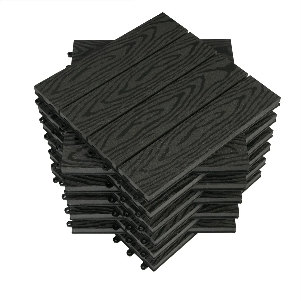WOLTU 11 Stück 30x30cm WPC Ineinandergreifende Terrassenplatten Garten Terrasse 1m² Wasserfeste Holz-Kunststoff-Verbund Bodenfliesen – Detail 6