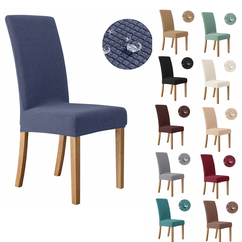 

Spandex Dining Room Chairs Cover Jacquard Waterproof Cover For Chairs Washable Parsons Adjustable Seat Covers 2 4 6Set