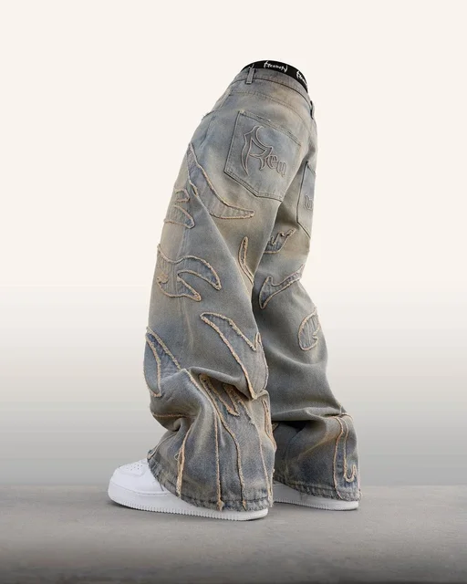 New Hot Selling Ripped Raw Edge Embroidered Denim Trousers Retro Harajuku Baggy Jeans Y2k Men Women Hip Hop Punk Casual Pants 4