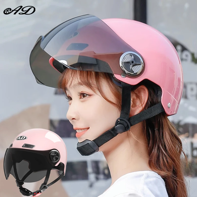 AD Summer Motorcycle Helmets for Adults Reflector Electric Bikes Half