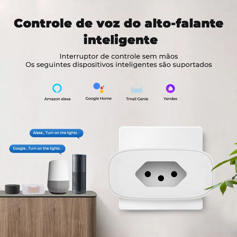 

Brazilian Standard Voice Control 16A Zigbee Wifi Smart Socket, Works with Tuya Alexa Google Home