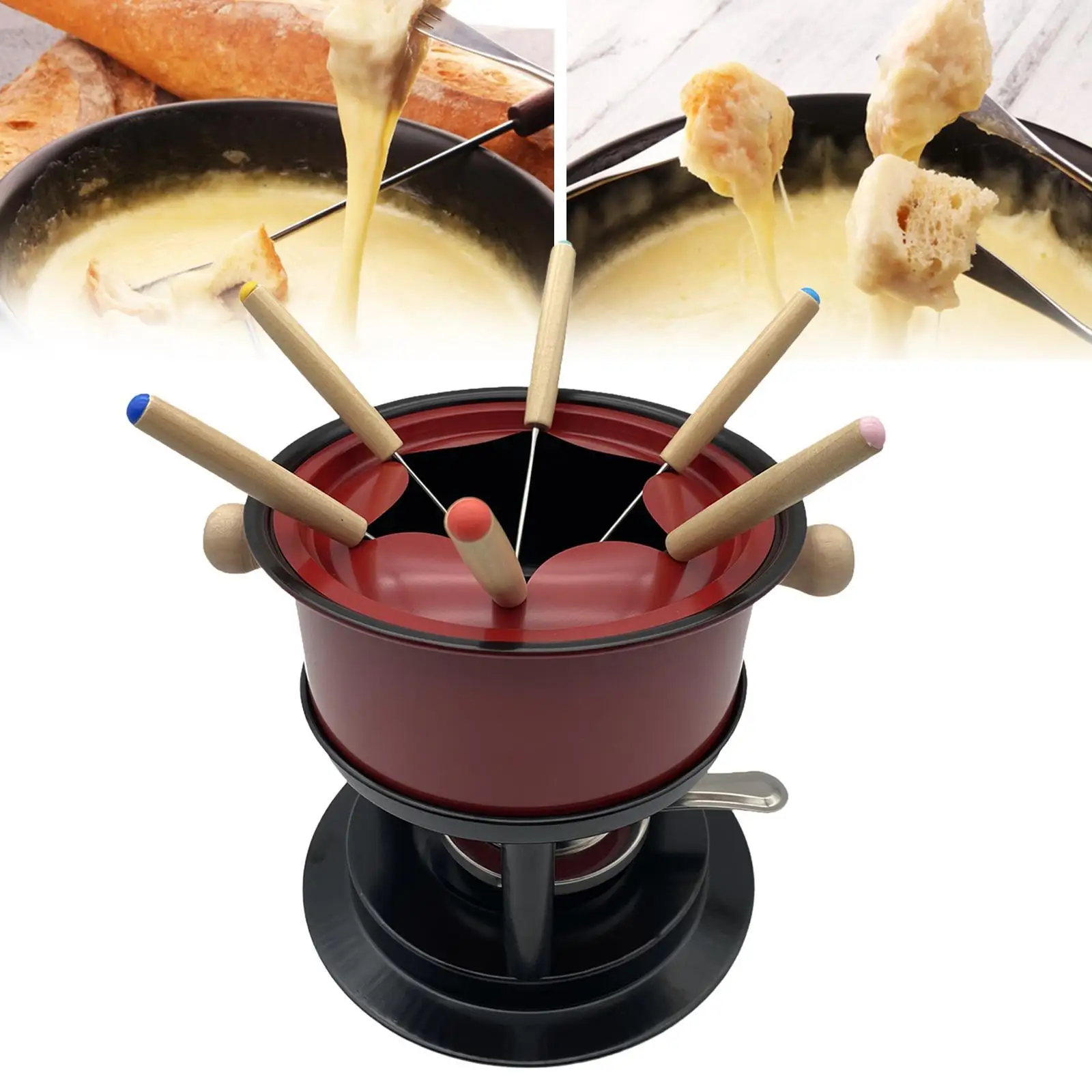 Fondue Maker Pot Multifunction Stable Cheese Fondue Set Thickened Cheese Pot for Household Kitchen Holiday Dessert Party