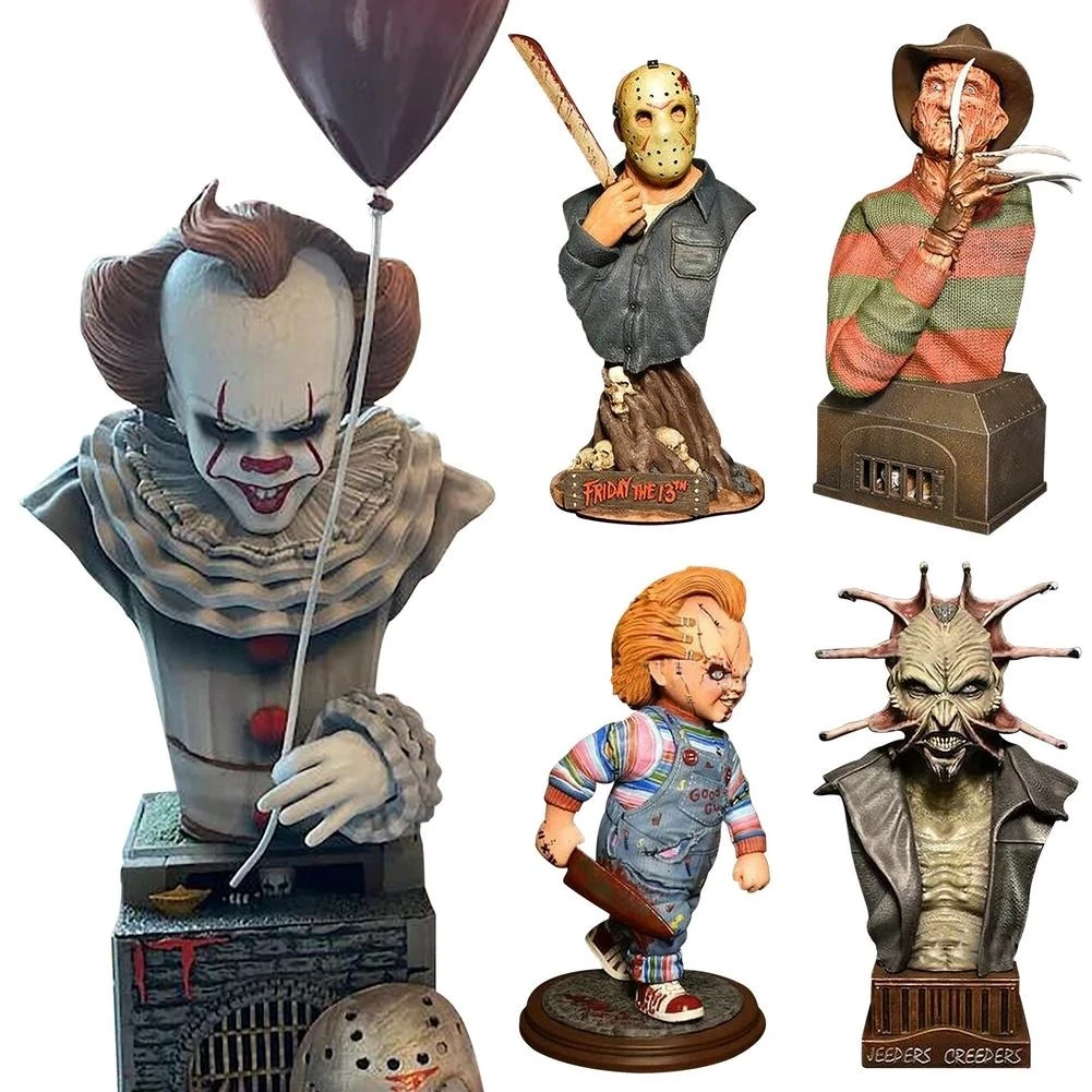 

P-Jsmen Halloween Horror Movie Sculpture Resin Craft Party Decor Statue Figure Indoor Home Decor Collection Gifts