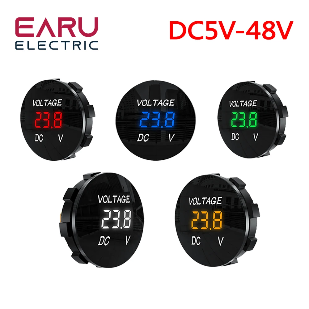 EARU DC 12V-24V Mini Digital Voltmeter Voltage Meter Tester Led Display For Car Auto Motorcycle Boat ATV Truck Refit Accessories