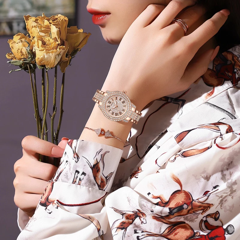 NIBOSI Brand New Luxury Diamond Quartz Watch for Women Fashion Rose Gold Bracelet Stainless Steel Women Watches Relogio Feminino