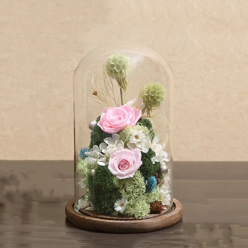 10*25cm Big Size Transparent Glass Dome Vase Home Decoration Antique Base Cover DIY Friend Birthday Gift Wedding Live Prop 3