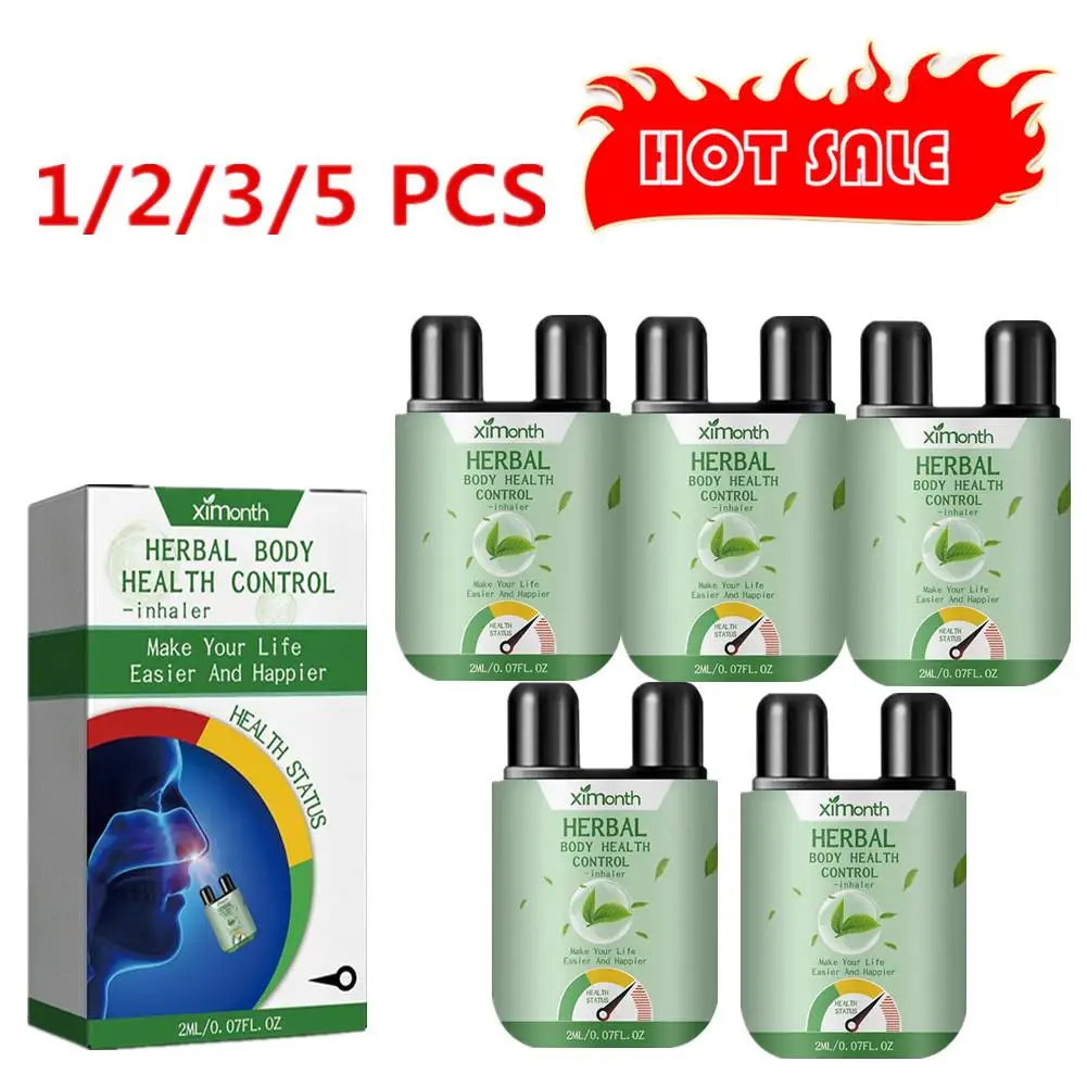

1-5pcs 2ml Herbal Body Health Control Inhaler Cleaning Nasal Liver Cleanser With Vegan Repair Nasal Suction Stick Body Care