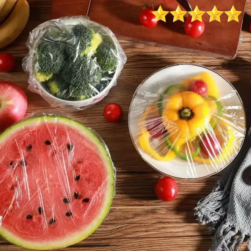 100pcs Disposable Fresh-keeping Plastic Food Storage Covers Reusable Bowl Covers Stretch Lids food storage covers
