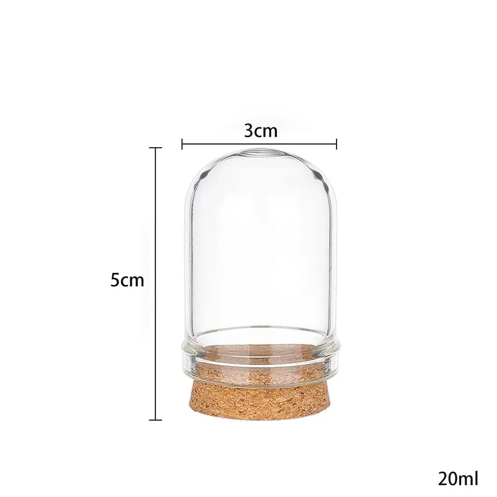 Cloche Bell Jar Glass Display Dome Cork Base Mini Glass Bottles Flower Storage Home Party Decor