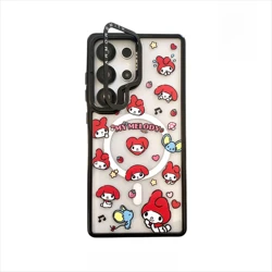 Sanrio My Melody Trendy Magnetic Phone Case with Lanyard Attachment - Galaxy S23 Ultra (Metal Holder camera)