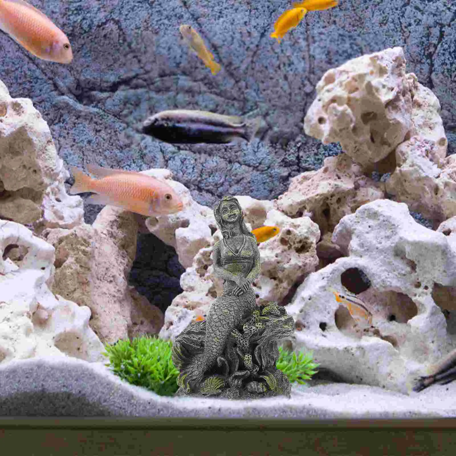 

Hideout House Aquarium Decoration Office Fish Tank Resin Delicate Mermaid Figurine