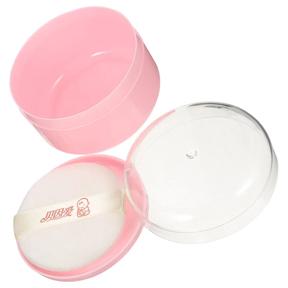 

Body Powder Puff Box Baby Container with Plastic Synthetic Sponge for Loose Small Case
