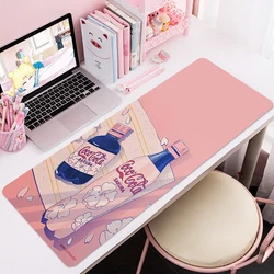 Alfombrilla de ratón Kawaii para videojuegos, alfombrilla grande de goma Natural antideslizante con borde de bloqueo, 100x50cm