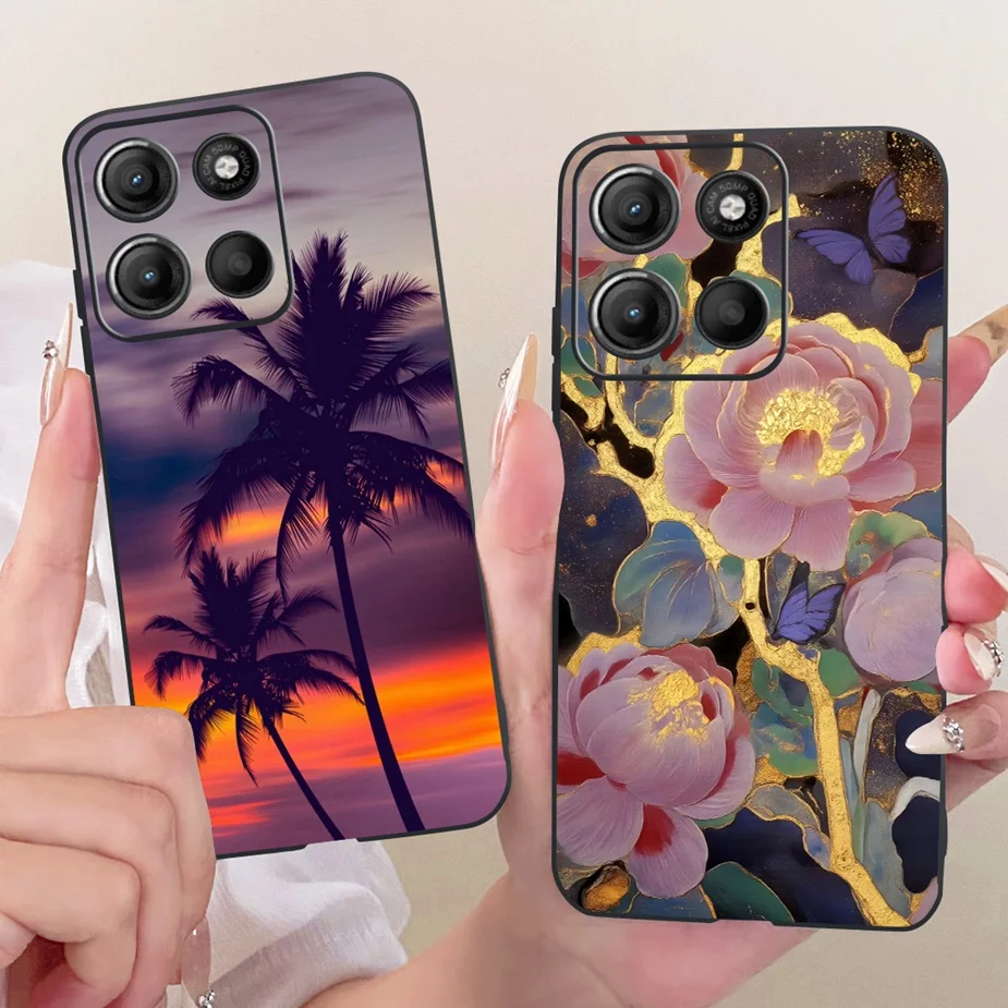 Stylish Flowers Painted Soft TPU Phone Case Cover - Universal Design
