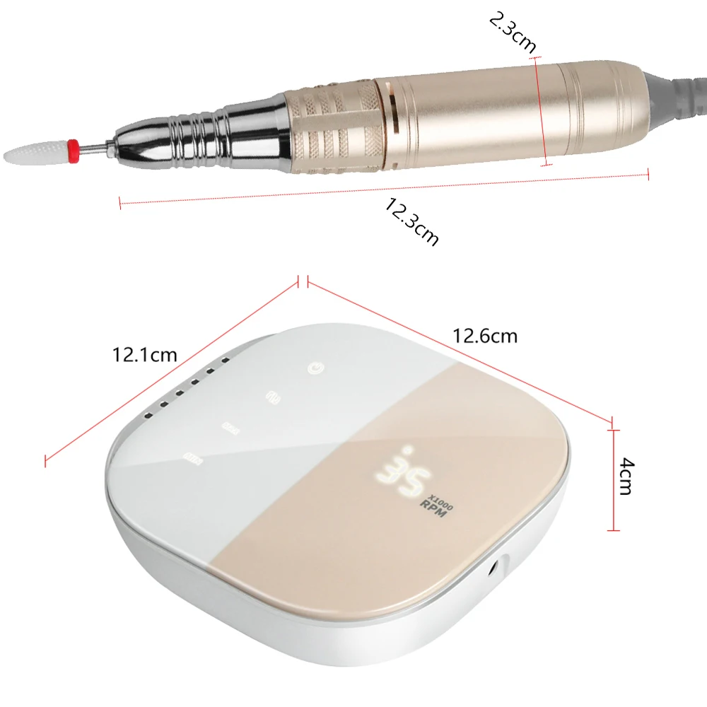 Electric Nail Drill 35000 RPM Electric File HD Display Metal Manicure Pen Professional nail lathe Sander