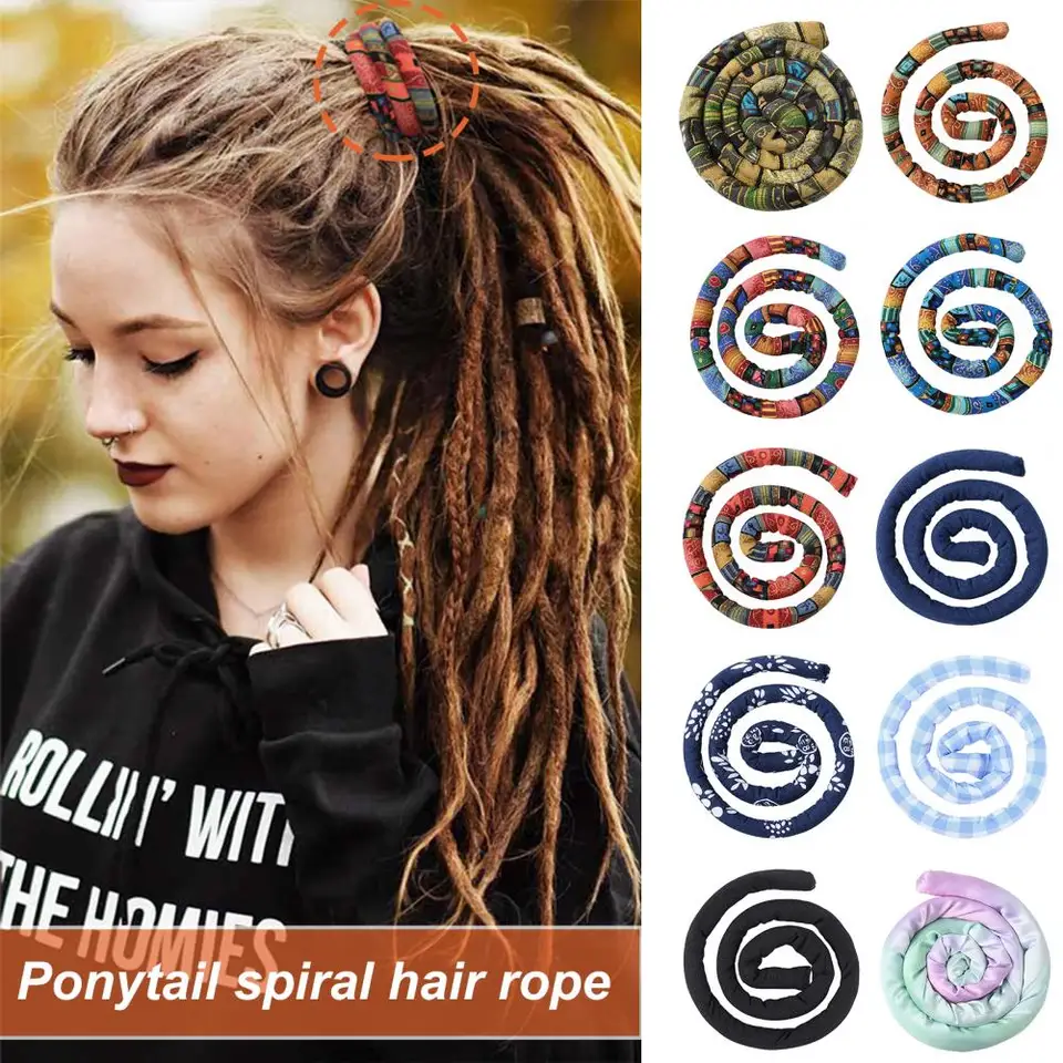 Dreadlocks con stampa retrò in stile etnico cravatta per capelli fatta a  mano con filo di ferro flessibile incorporato accessori per capelli con  supporto per coda di cavallo pieghevole - AliExpress, image size:960x960
