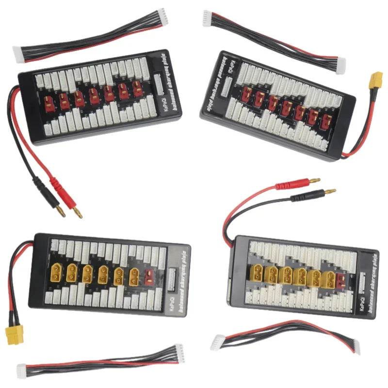 Détail des connecteurs XT60 et T Plug sur la carte de charge parallèle LiPo 2-6S