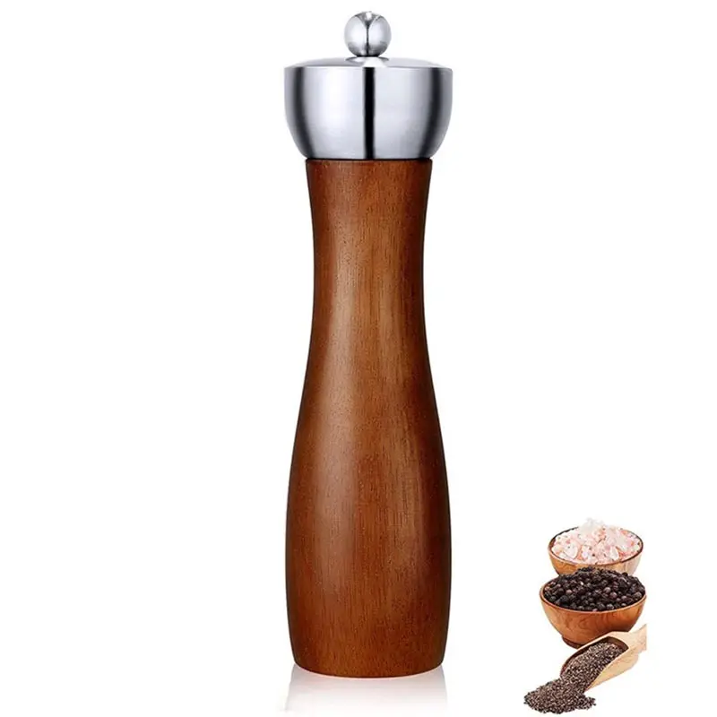 5"6"8" Metal Head Manual Pepper Grinder Wood Pepper Mill Ceramic core