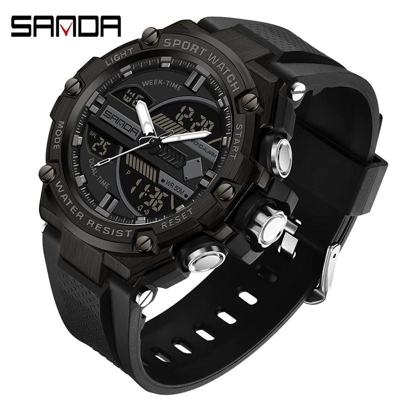 

SANDA Men's Watches 50M Waterproof Timer Sport Quartz Watch for Male Wristwatch LED Digital G Style Luxury Relogio Masculino