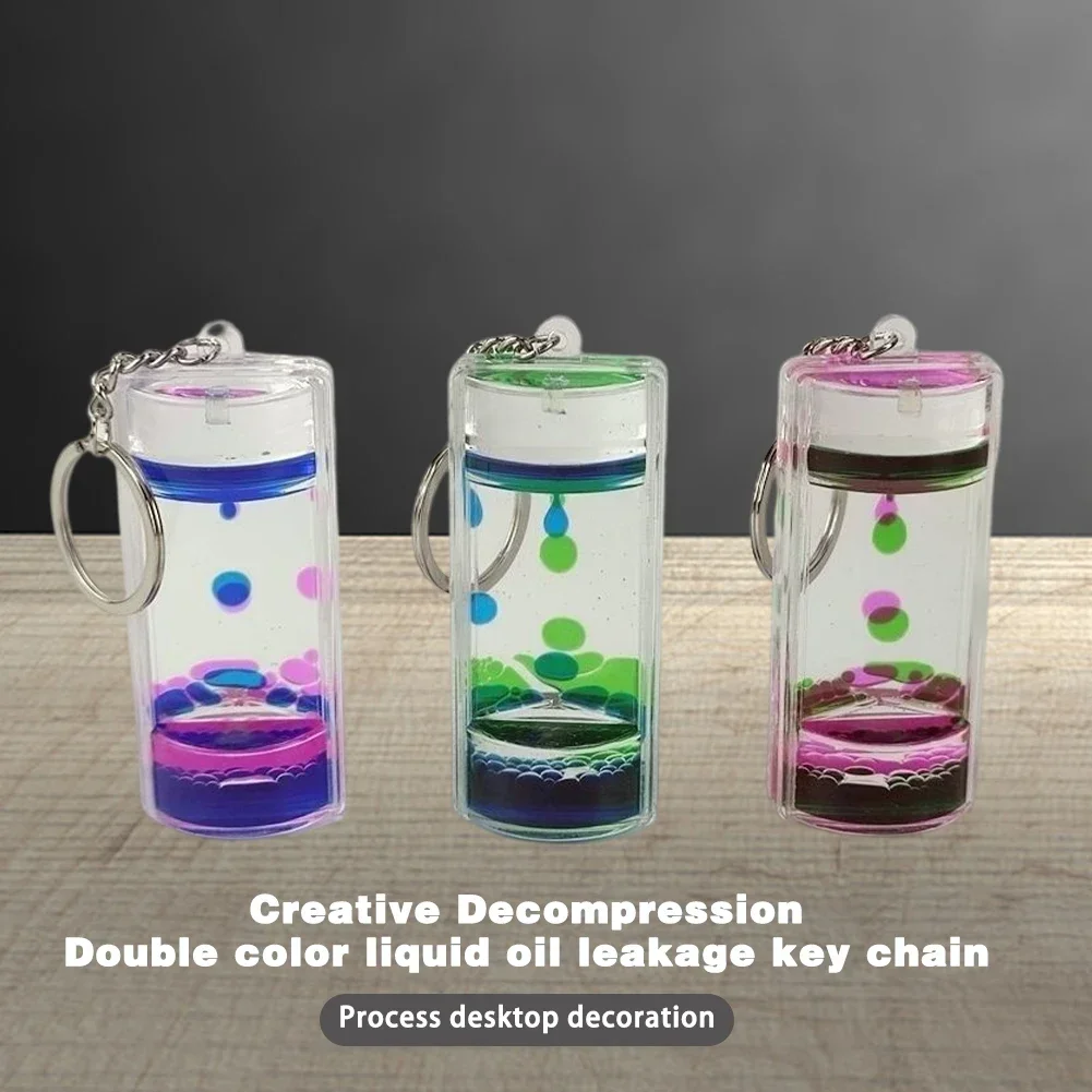 Oil Drop Hourglass Creative Crystal Pendant Colorful Liquid Floating Keychain Home Decoration Stress Relief Children Sandglass sand timer liquid hourglass timer colored hourglass