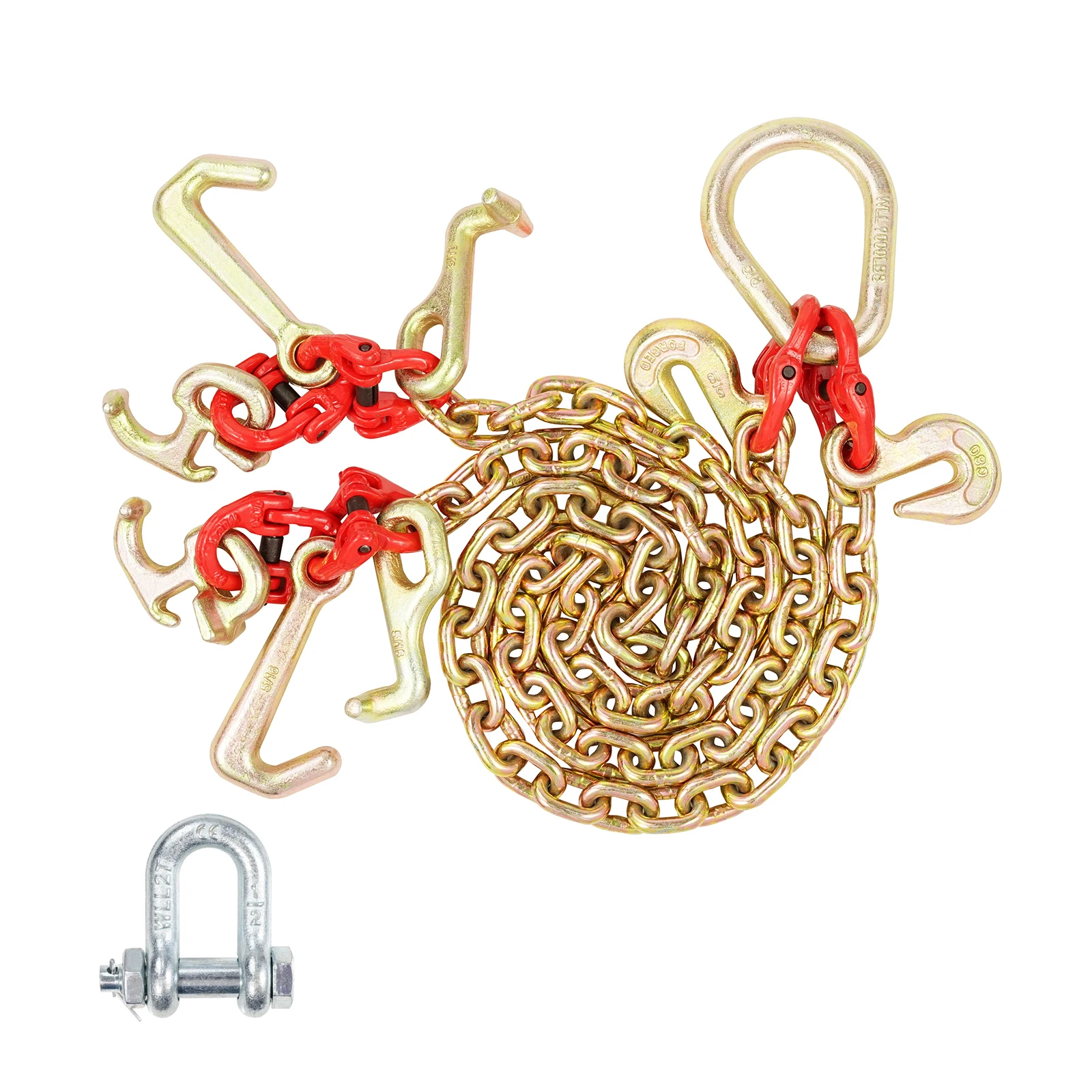 Galvanized Steel Towing Bridle Chain with Hooks for Flatbed Truck Recovery