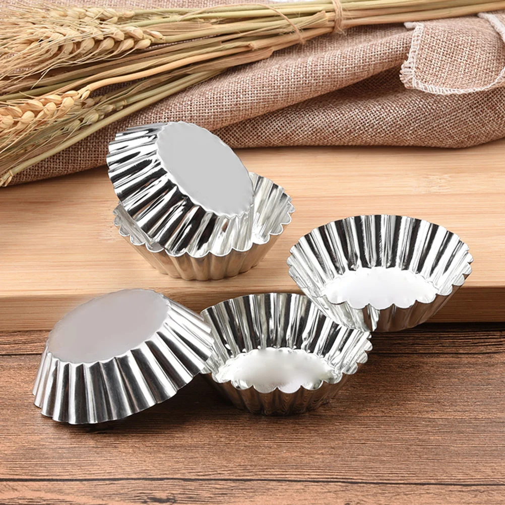 

10 Pcs Muffin Baking Cup Egg Tarts Mold Metal Cups Flat Cupcake Tartlets Pans Mould