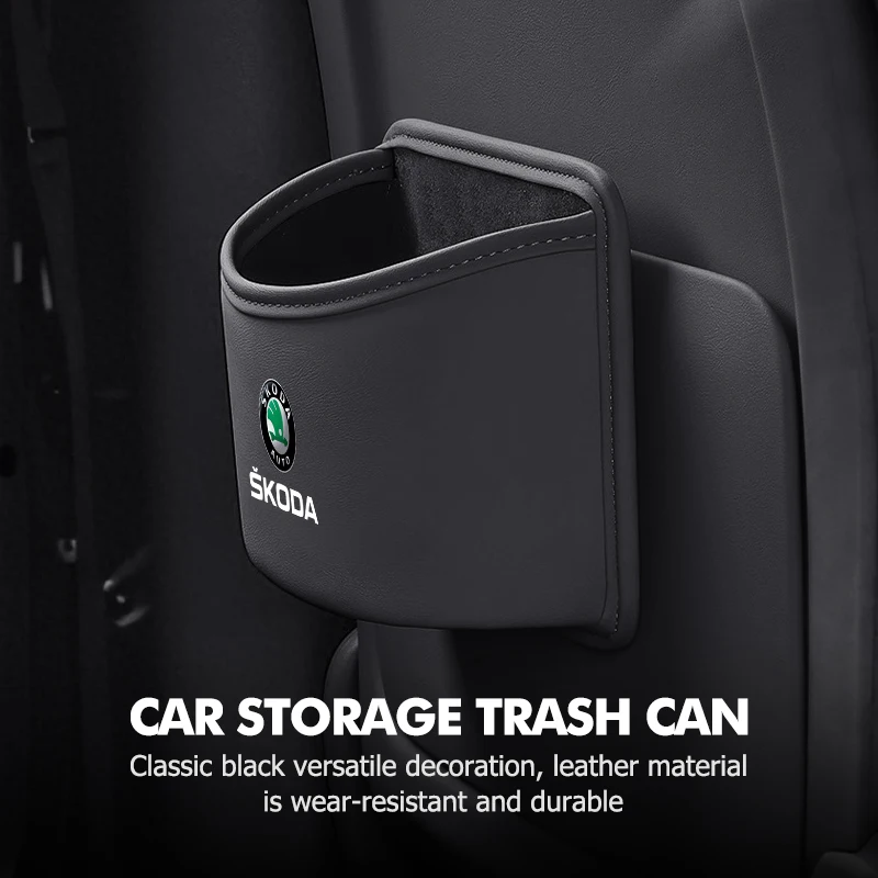 자동차 쓰레기통 보관 가방 쓰레기통 걸이형 액세서리 Skoda Rapid Kodiaq Karoq Fabia Kamiq MK3 Roomster Enyaq