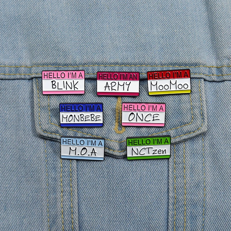 Hallo ich bin ein Monbebe Emaille Pins benutzer definierte Selbst einführung Broschen Revers Abzeichen Schmuck Geschenk für Freunde – Detail 8