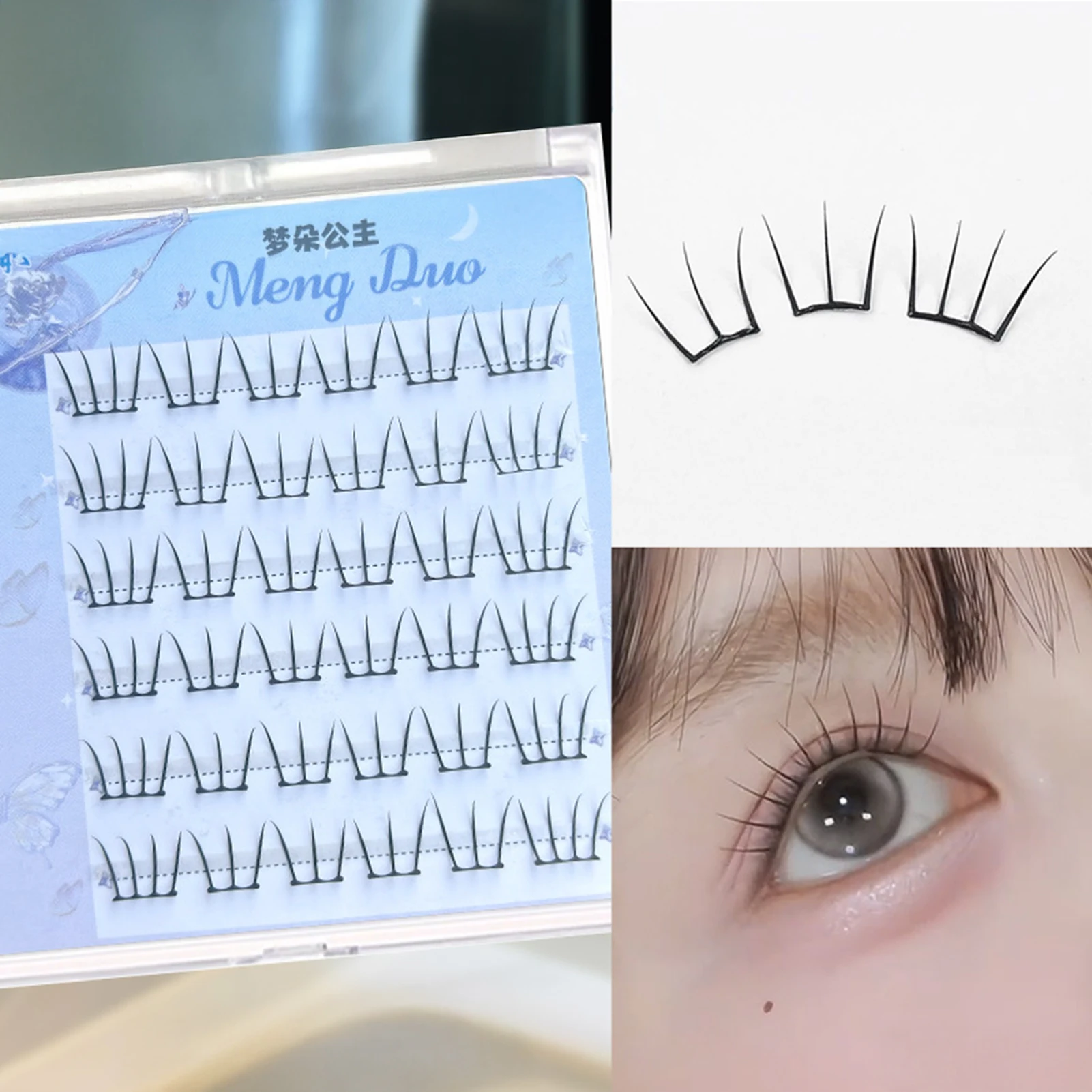 Self Adhesive Individual Eyelashes No Glue Needed Fluffy Cluster Eyelash Korean Fashion Manga Lash Extension for Daily Makeup