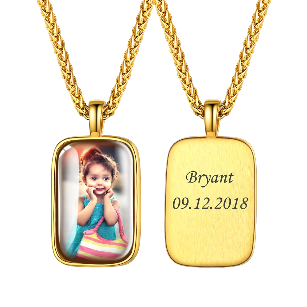 U7 Personalized Photo Necklace Vintage Oval Round Heart Shape Pendant for Picture Custom Family Couple Children Memorial Jewelry private order personality mother s bracelet picture customization baby child dad mom brothers sisters handmade family photo