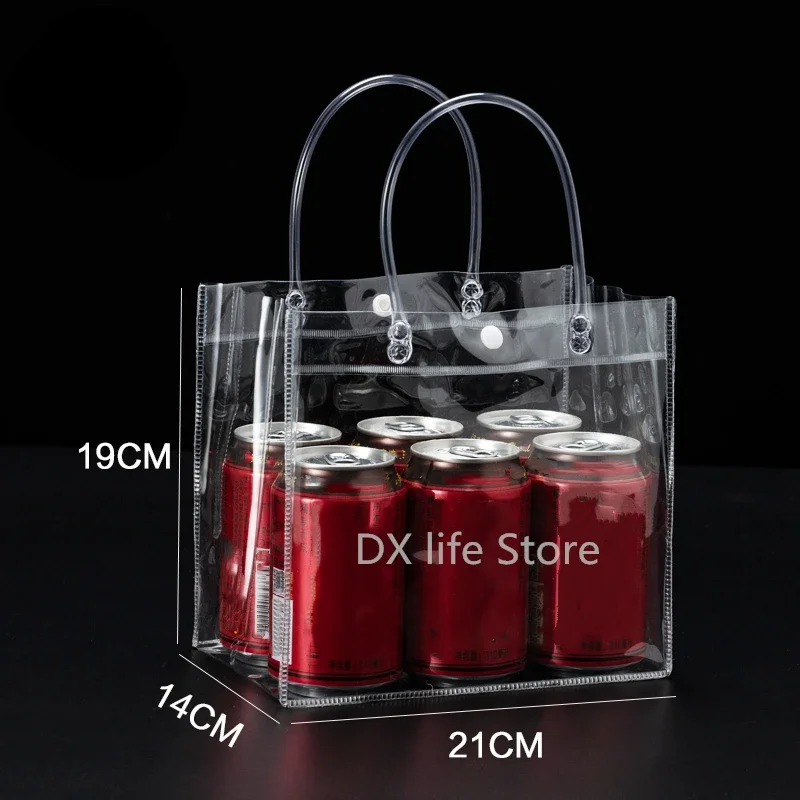 15pcs/25pcs/lot 투명 부드러운 PVC 선물 토트 포장 가방(핸드 루프 포함), 투명 플라스틱 핸드백, 화장품 가방
