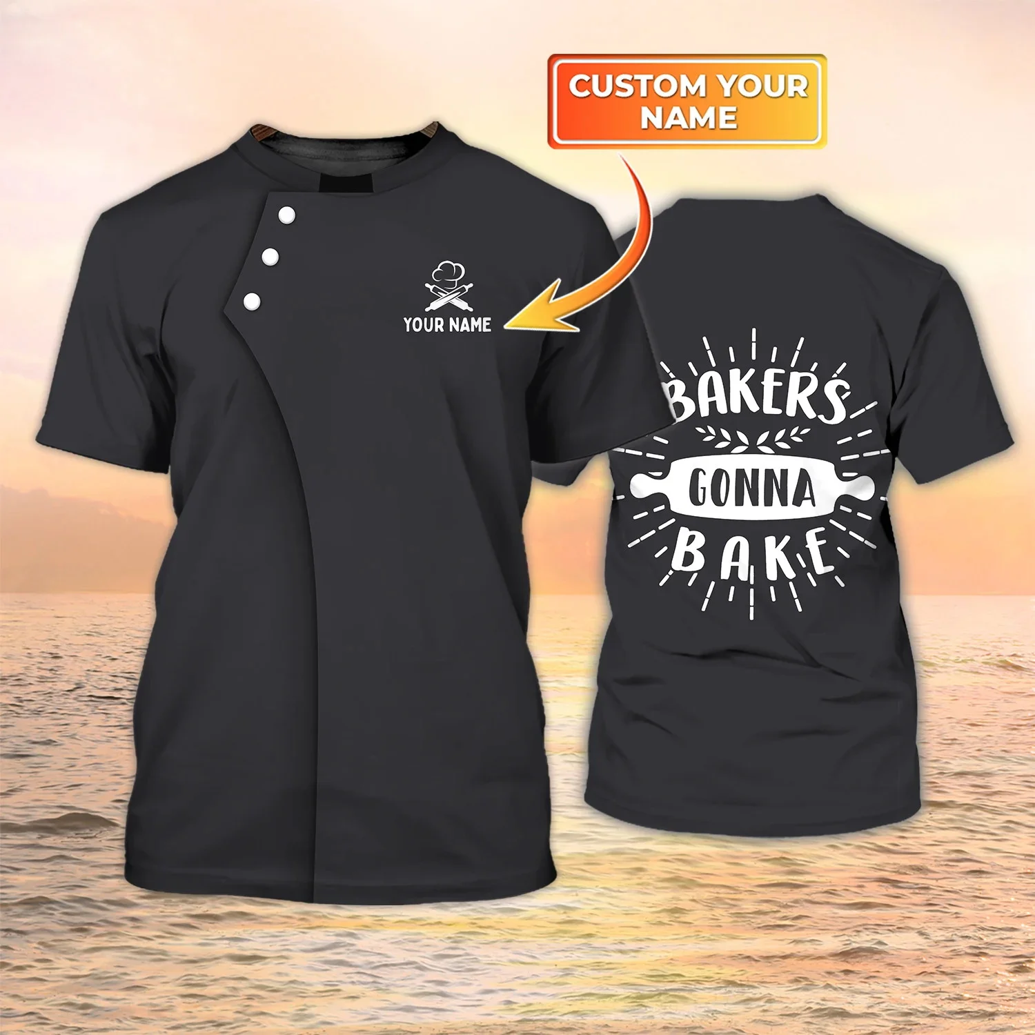PLstar Cosmos Neueste Sommer Herren T-shirt Konditorei/Bäcker Benutzerdefinierte Name 3D Gedruckt t-shirt Unisex Casual Bäckerei Uniform DW98 – Detail 24