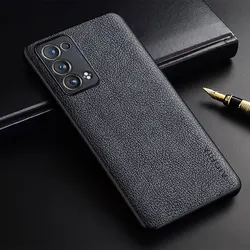 Luxury Phone Case - Slim Premium PU Leather Business Style Cover for Reno 6 Pro Plus (Grey)