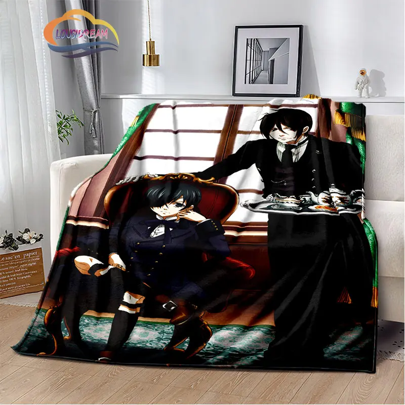 

Anime Series Black Butler Flannel Warm Blanket Bedroom Sofa Bed Four Seasons Soft s Travel light comfortable